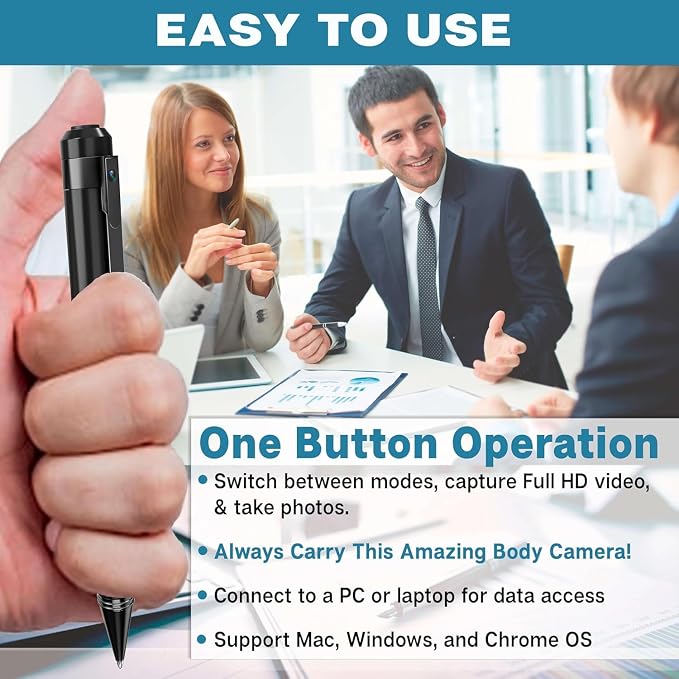SIRGAWAIN Premium Body Camera Pen — Full HD 1080p Video & Photos, Motion - Image 4
