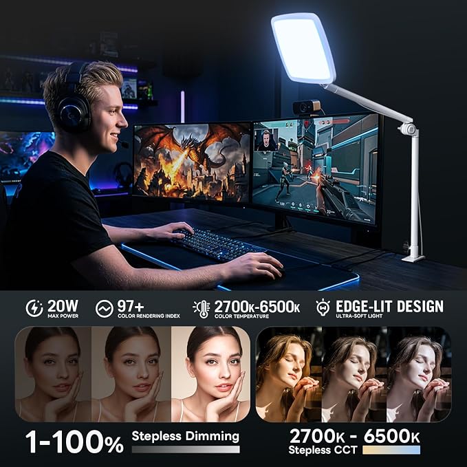 NiceVeedi 14" Soft Key Light, Dimmable Desk Ring Light - Image 2