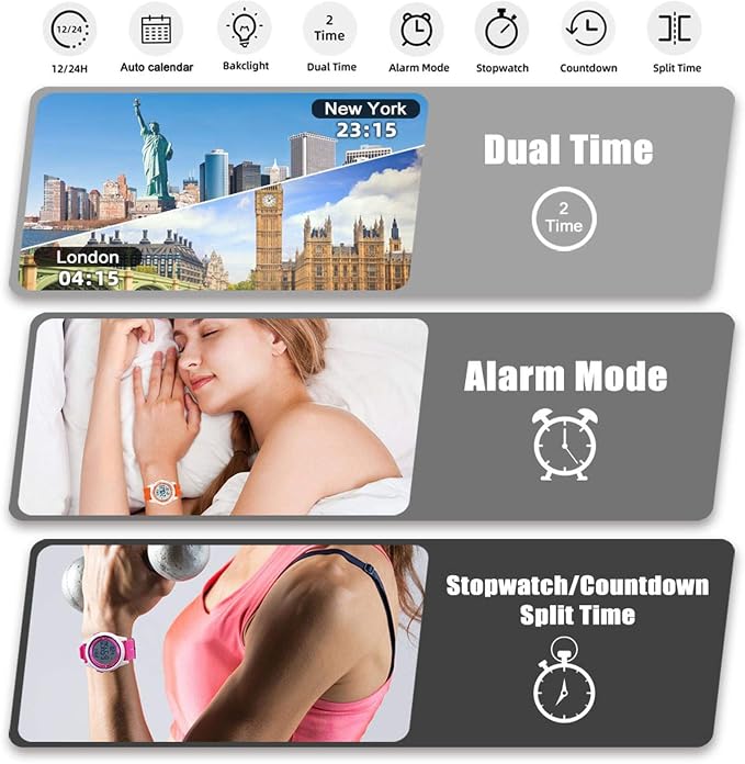 Beeasy Digital Watch for Men Women, 50M Waterproof, Ultra-Thin & Lightweight - Image 3
