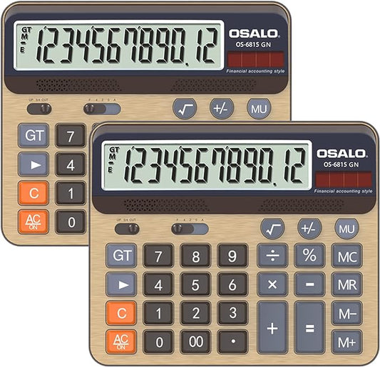 Desktop Calculator Extra Large 5-Inch LCD Display 12-Digit Big Number by Pendancy