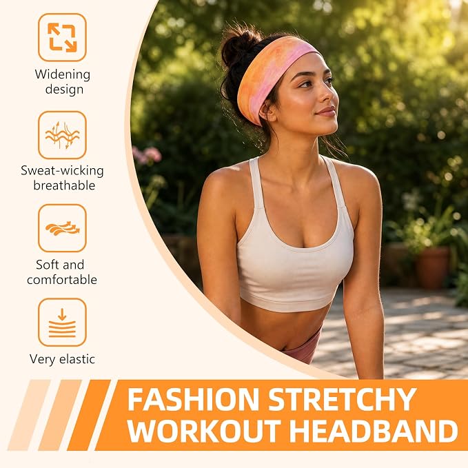 8PCS Summer-Exclusive Non Slip Sports Elastic Soft Running Fashion Headbands - Image 2