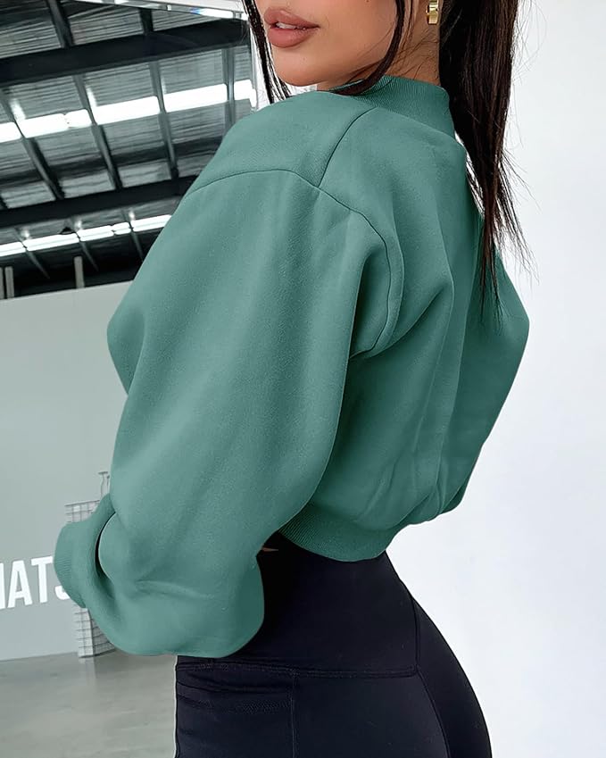 Zwurew Women's Bolero Shrug Long Sleeve Cropped Sweatshirt - Image 3
