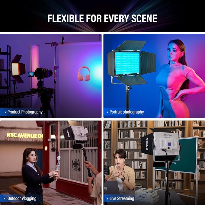 Godox LP600R 60W RGB LED Light Panel 2-Light Kit, Light Stand, Carrying Case - Image 7