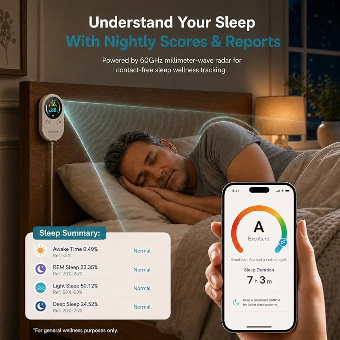 Contactless Smart Sleep Tracker, Heart Rate & Breathing Pattern Tracking - Image 3