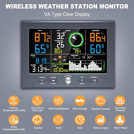 Urageuxy Weather Stations Wireless Indoor Outdoor, Home Weather Station - Image 8