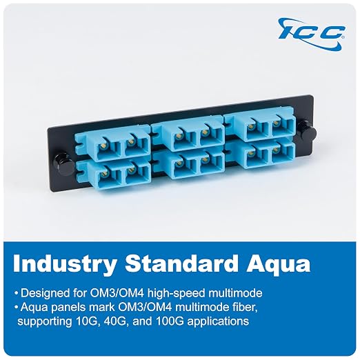 ICC SC-SC Fiber Optic Adapter Panel, LGX Compatible, 12 Fibers, Aqua 94V-0 - Image 4