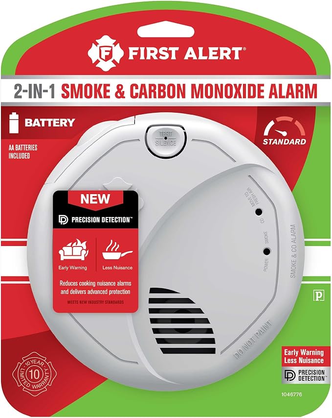 First Alert Combination Smoke & Carbon Monoxide Alarm, Battery Operated Detector - Image 2