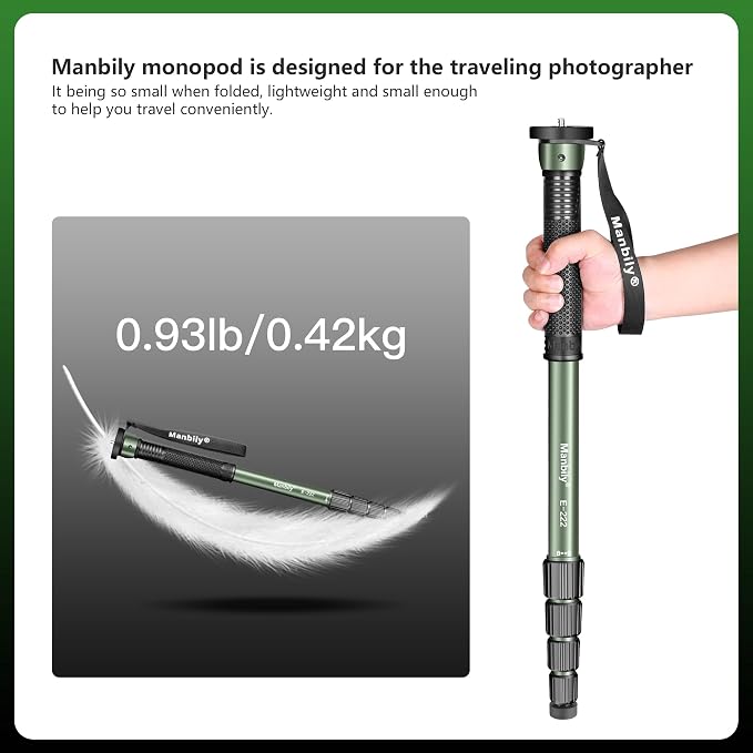 Manbily 65-Inch Camera Monopod, 5 Sections Aluminum Travel Monopod - Image 4