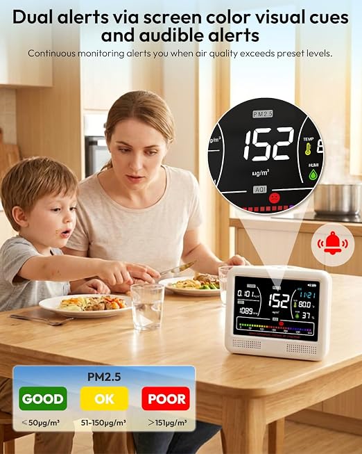16-in-1 Air Quality Monitor Indoor, CO2 Monitor - Image 4