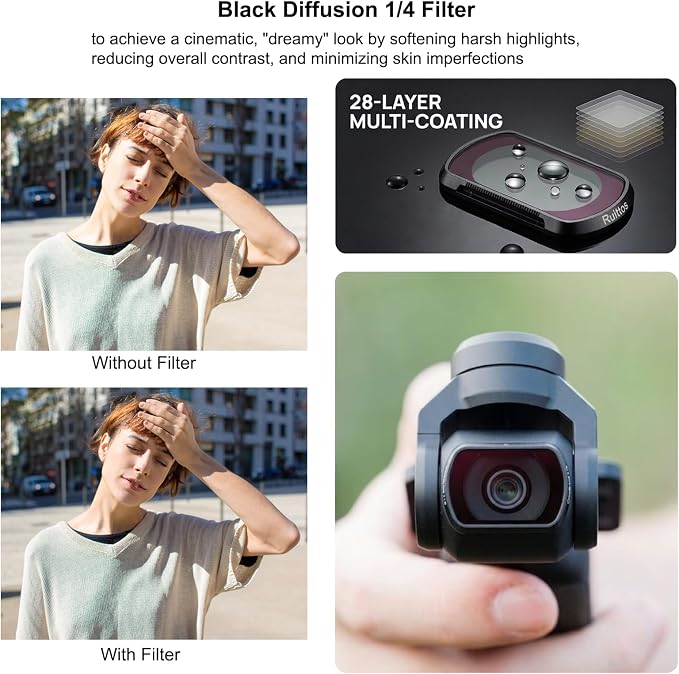 4-Pack Magnetic Filter Set for DJI Osmo Pocket 4/3, Includes ND2-32 Variable ND - Image 4
