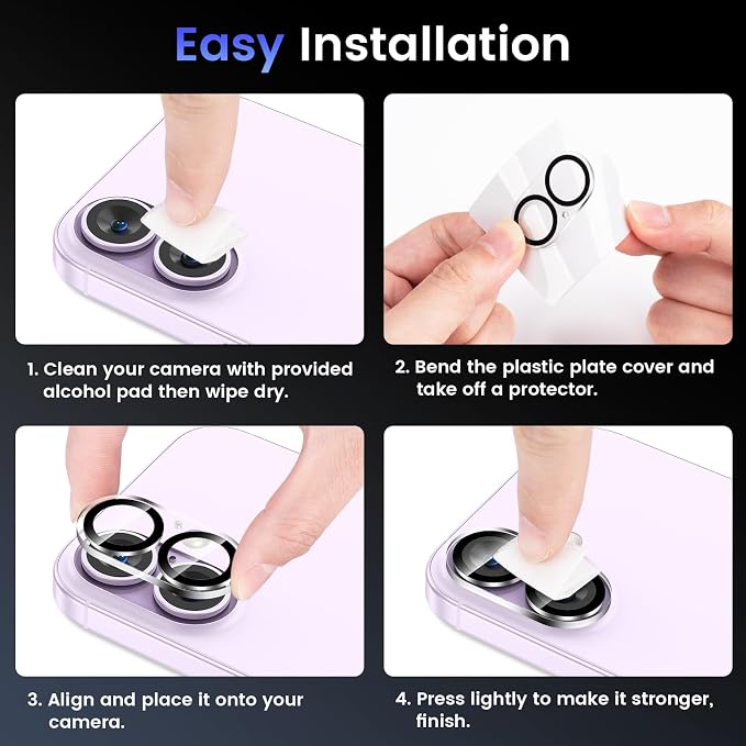 Tensea [3Pcs for iPhone 17/iPhone 16 Camera Screen Protector, Tempered Glass - Image 7