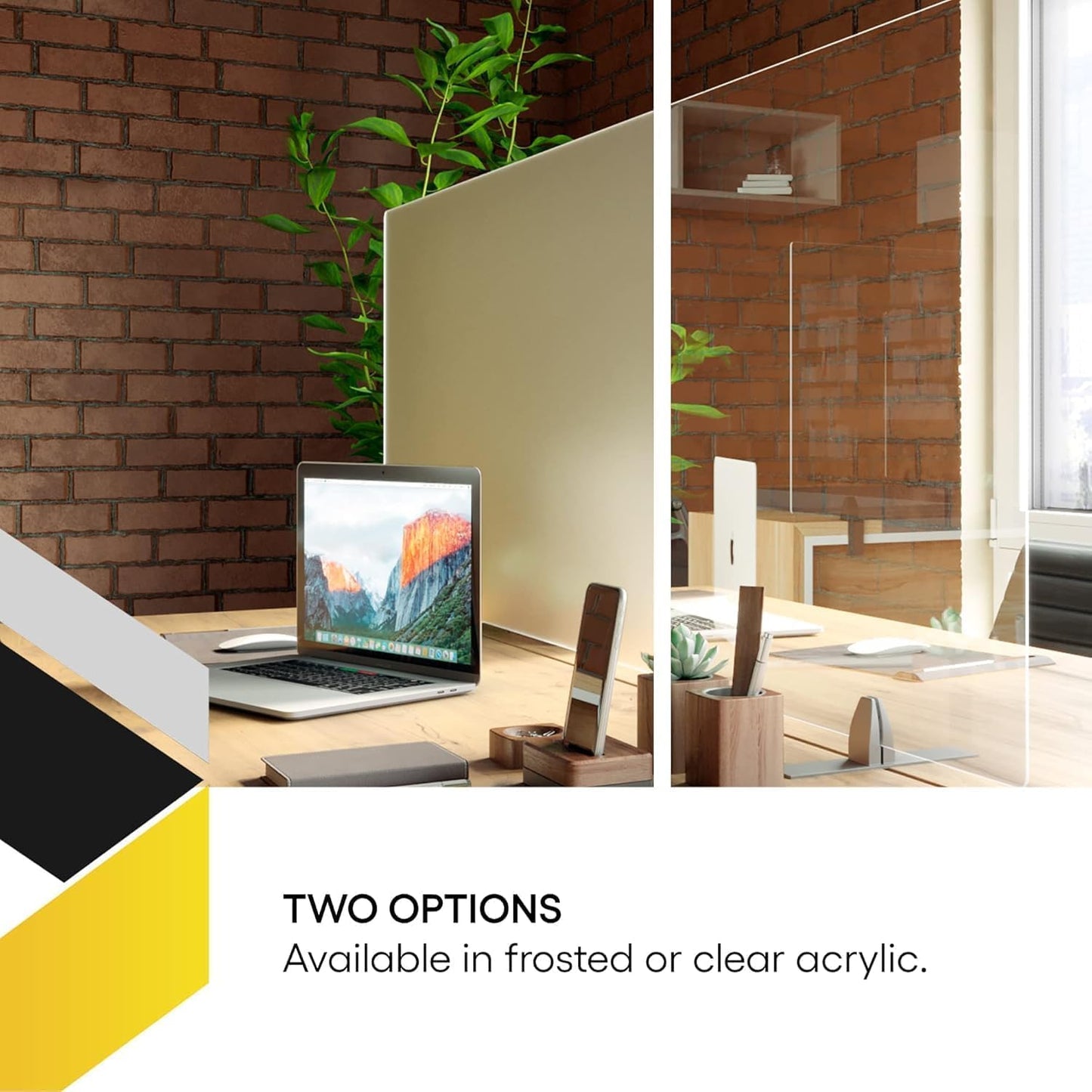 OBEX Acrylic Free Standing Screen, Divider for Desk Privacy Home & Office Partitions for Table Top Workstation, Portable Cubicle Panel for Work, 24" x 72", Frosted