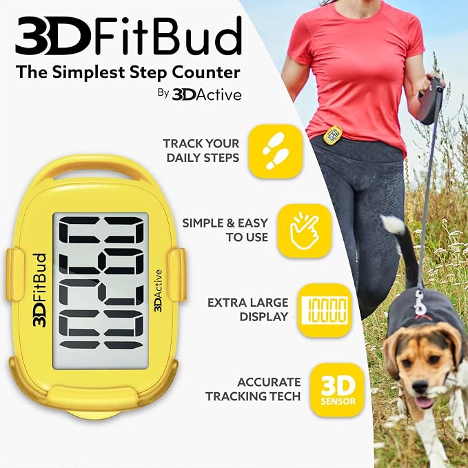 3DActive 3DFitBud Simple Step Counter Walking 3D Pedometer - Image 2
