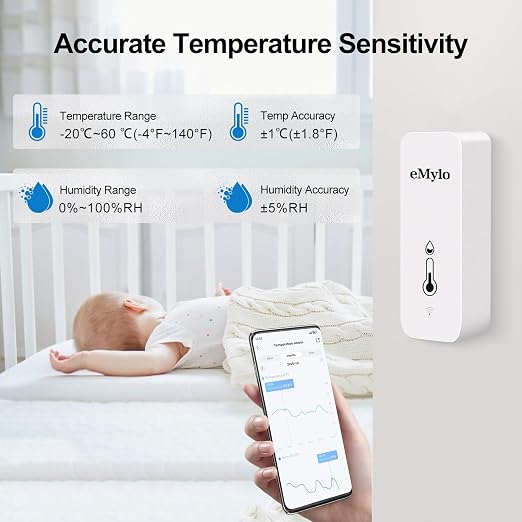 eMylo WiFi Thermometer Hygrometer, Wireless Indoor Temperature Humidity Sensor - Image 3