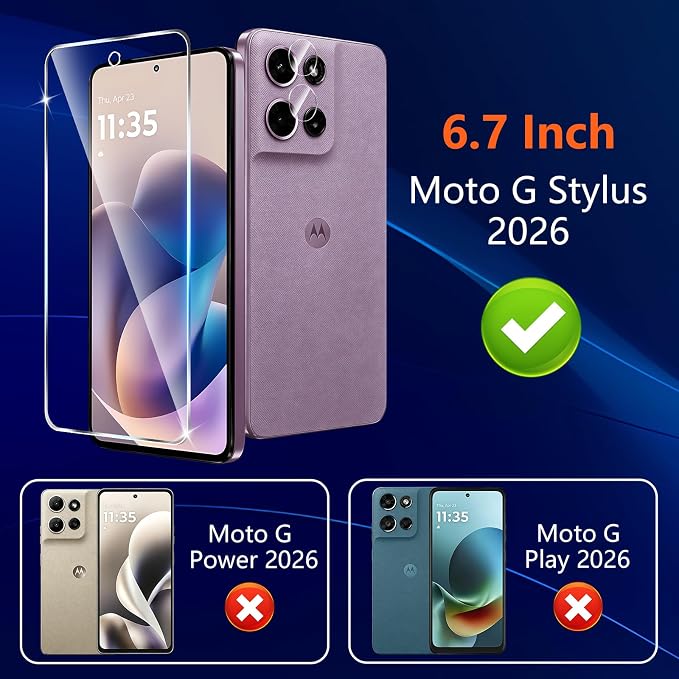 Designed for Motorola Moto G Stylus 5G 2026 Tempered Glass Screen Protector + - Image 2