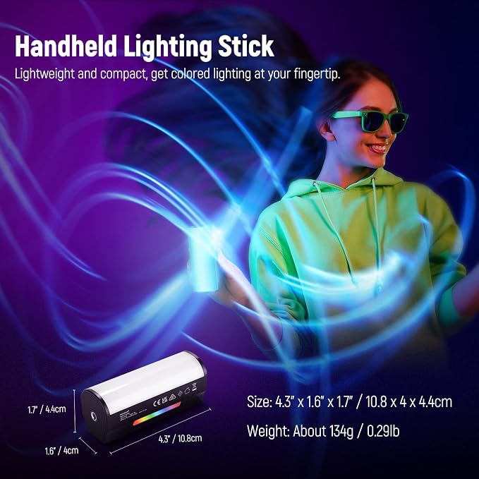 NEEWER Basic Magnetic Handheld Light Wand, 360° Full RGB Mini LED Video Light - Image 3
