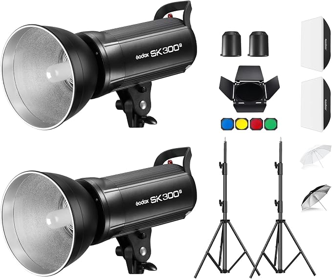 Godox 2X SK300II Studio Flash Strobe Kit:2.4G 600Ws Speedlite Flash Monolight by GODOX