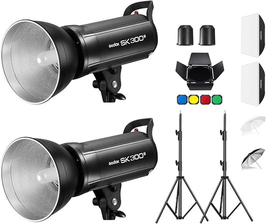 Godox 2X SK300II Studio Flash Strobe Kit:2.4G 600Ws Speedlite Flash Monolight by GODOX