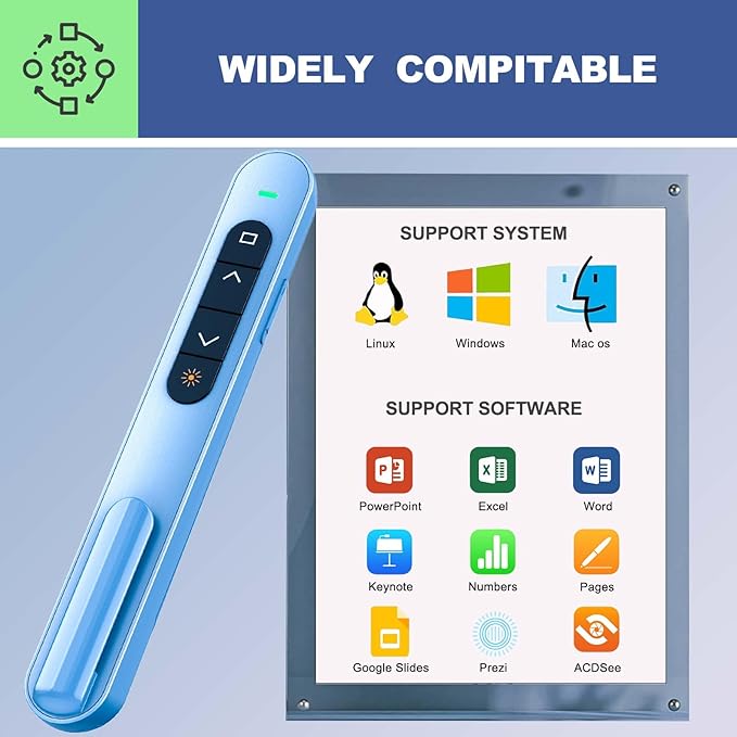QUI Presentation Clicker with Volume Control, 2.4GHz USB Wireless Presenter - Image 6