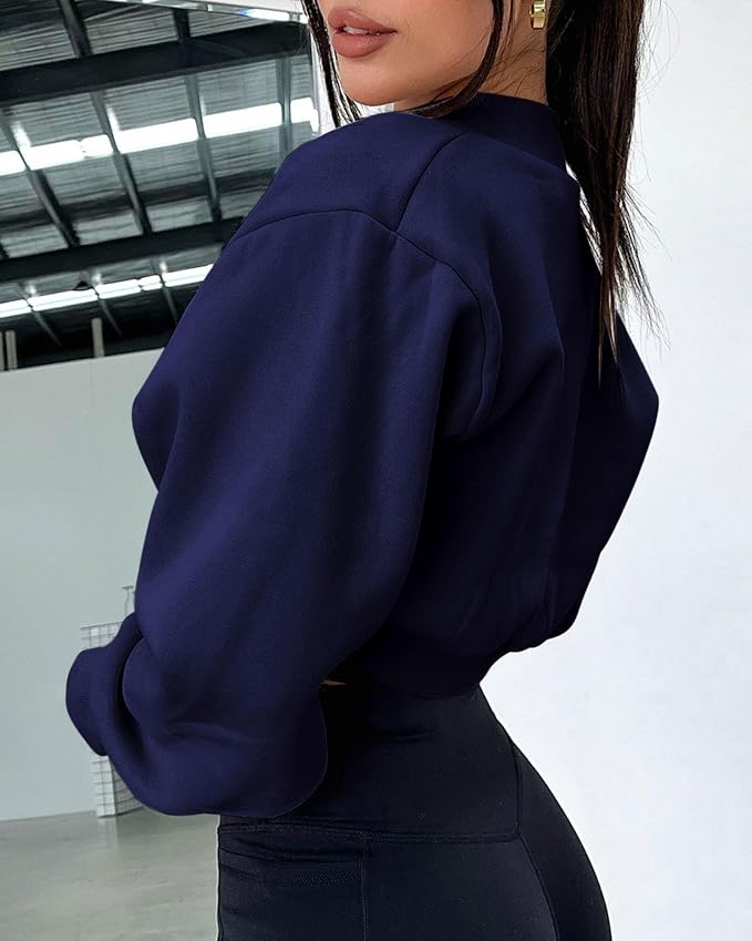 Zwurew Women's Bolero Shrug Long Sleeve Cropped Sweatshirt - Image 3