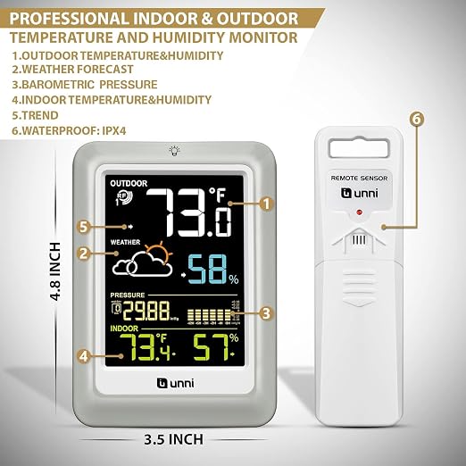 Indoor Outdoor Thermometer Wireless Weather Stations, - Image 4