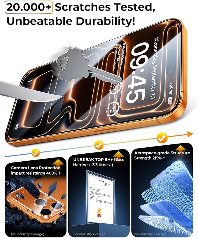 MRGLAS TOP 9H+ 2+2 Packs for iPhone 17 Pro Max Screen Protector - Image 6