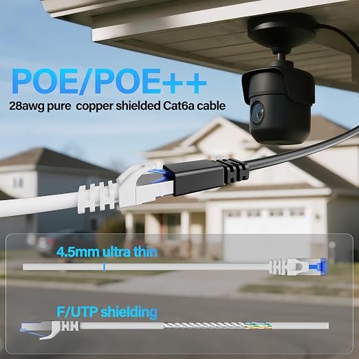 Cat6A Ethernet Cable Shielded 10Gbps 10 ft, Slim Shielded Ethernet Cable Cat 6 - Image 6