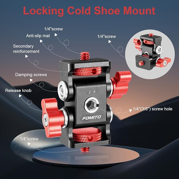 FOMITO Aluminum Alloy Dual Head 1/4'' Screw and 1/4'' Screw hole, DSLR Rabbit - Image 2