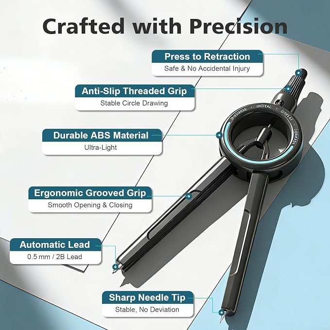 Compass Geometry Tool ROATEE Visible Radius Math Compass Compatible - Image 6