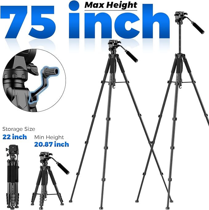 Camera Tripod, 75” Heavy Duty Tripod - Image 4