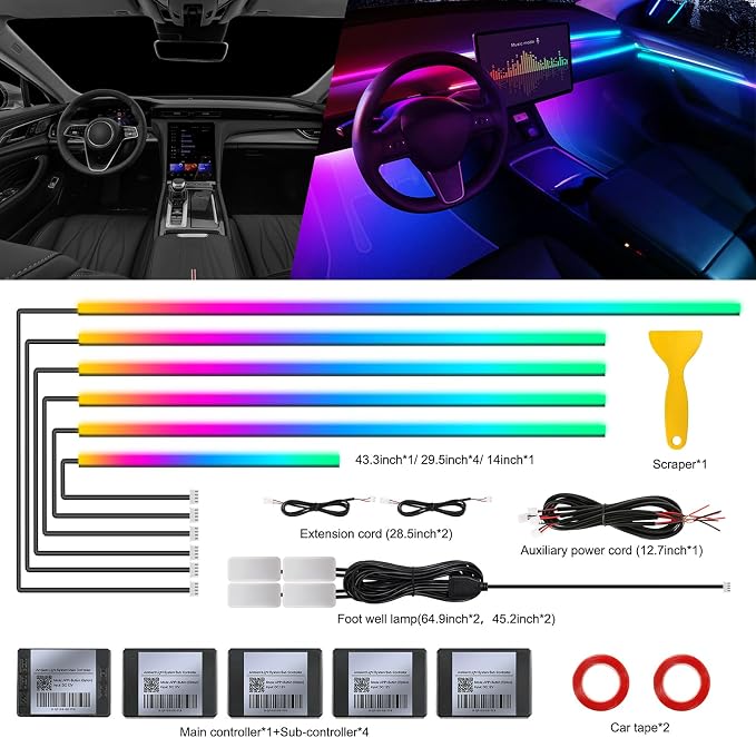 Dreamcolor Acrylic Interior Car LED Strip Light - Image 3