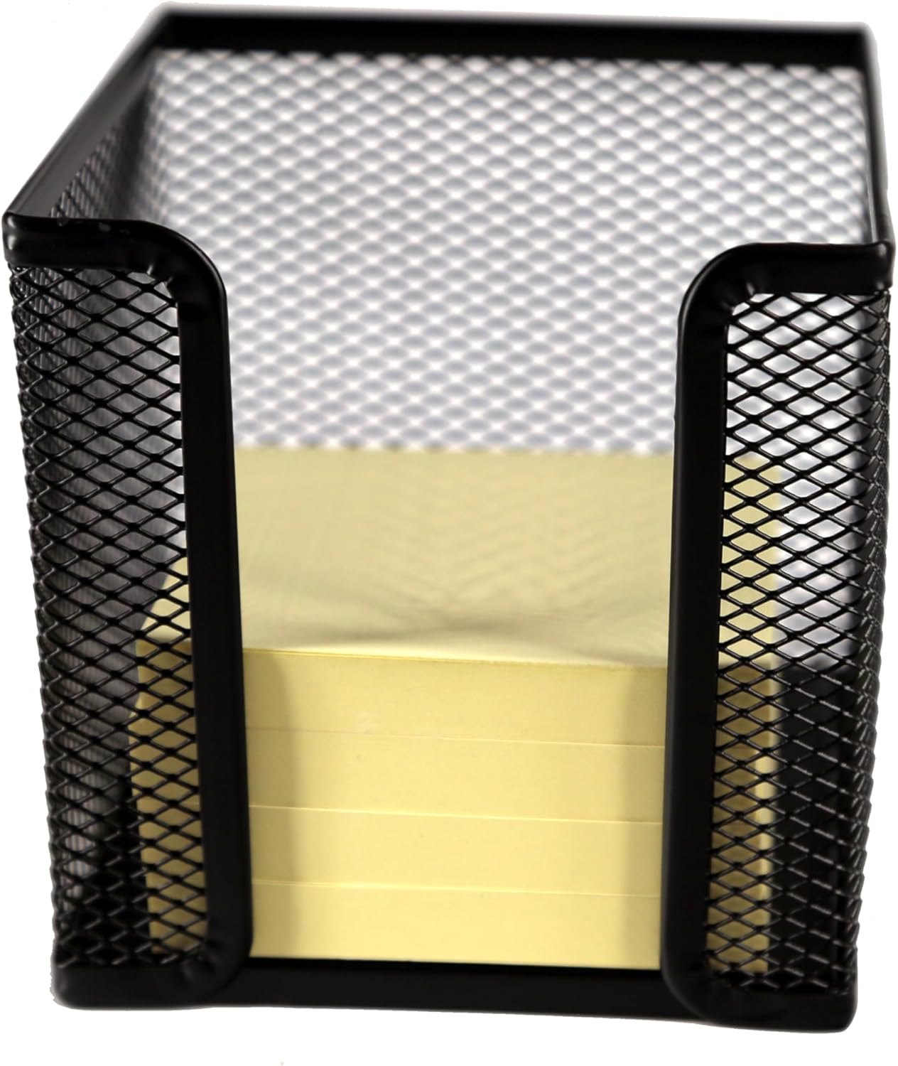 Huron Desktop Desk Sticky Note Pad Memo Note Cube Holder Dispenser for Office Home School, Black Metal Mesh