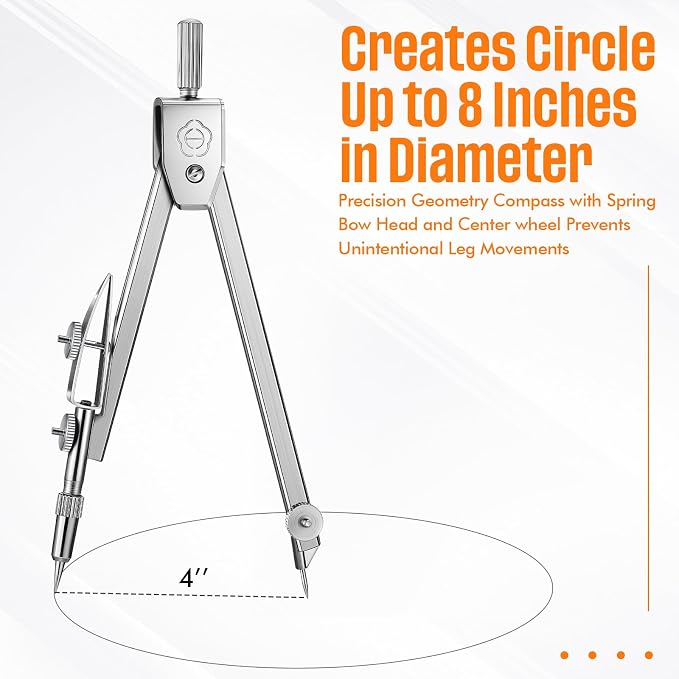 EBOOT Student Geometry Math Set, Drawing Compass and 6 Inch Swing Arm - Image 6