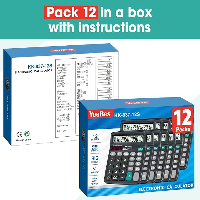 12 Pack Calculator Bulk, 12 Digits Calculators Desktop - Image 7