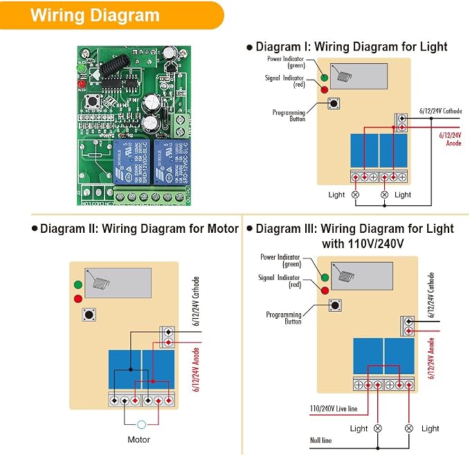 eMylo DC 12V 2CH RF Relay Smart Wireless Remote Control Light Switch Garage - Image 9