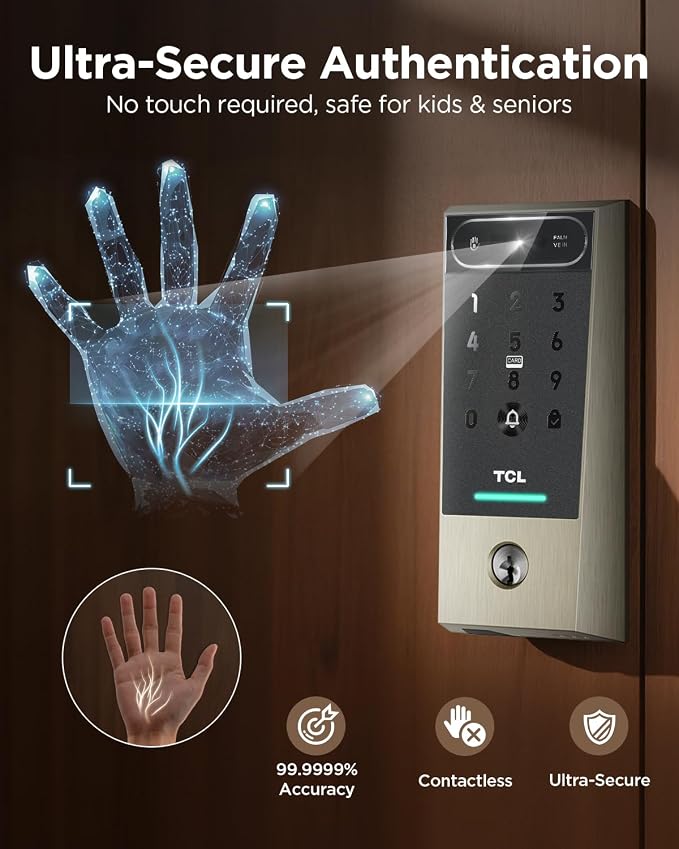 TCL D2 Pro Smart Lock with Palm Vein Recognition, Keyless Entry Door Lock - Image 2