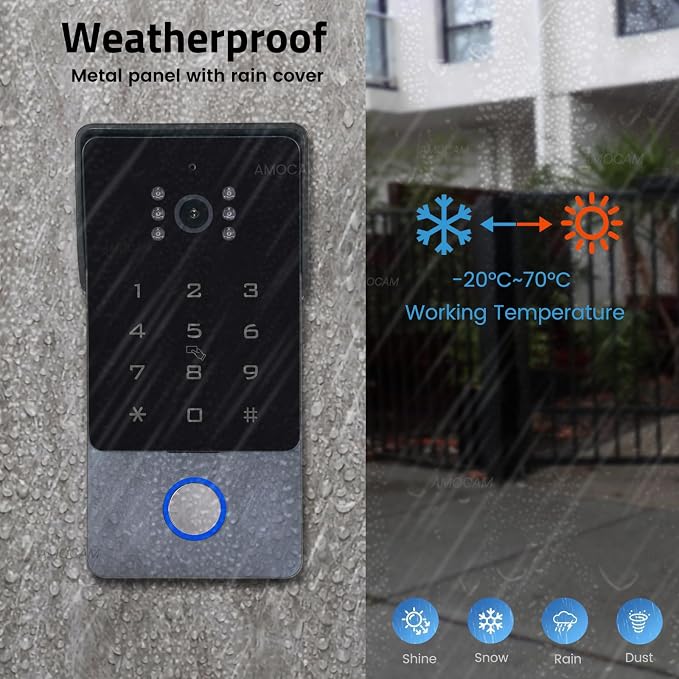 2-Wires Video Intercom System, 7 Inch 1080P WiFi Touch ScreenVideo Doorbell - Image 6