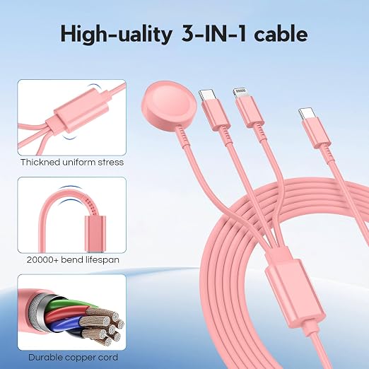 Upgraded Apple Watch Charger, 3 in 1 Multi Charging Cable 6FT, Magnetic Fast - Image 4