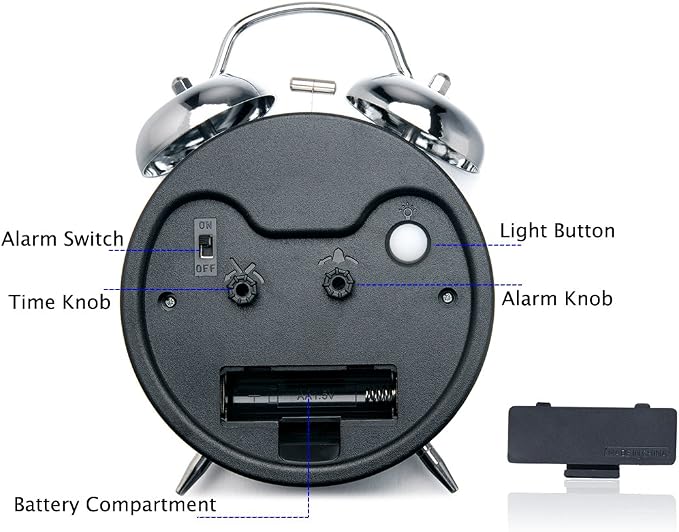 Peakeep 4 inches Twin Bell Loud Alarm Clock - Image 4