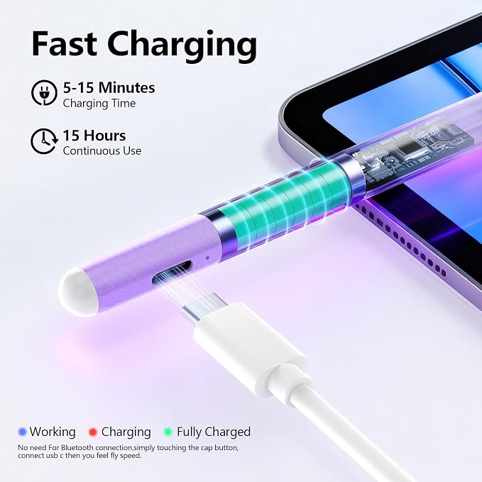 JAMJAKE Stylus Pen for iPad 6th-11th Generation-2X Fast Charge Active Pencil - Image 3