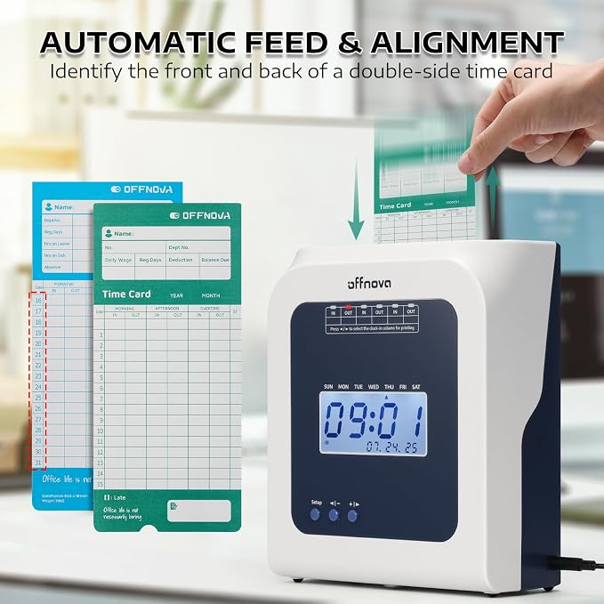 OFFNOVA Thermal Time Clock for Employees Small Business, No Ink Ribbons or - Image 2