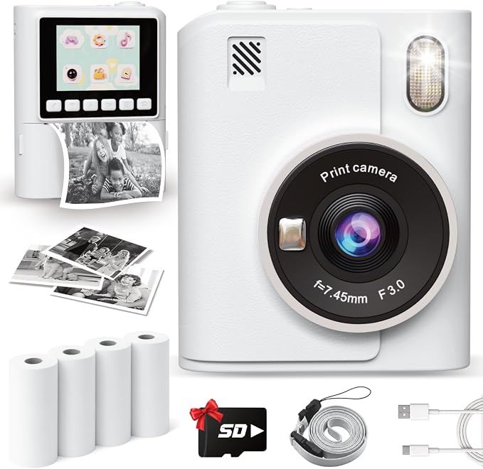 Instant Print Camera for Kids, 1080P Instant Digital Print Cameras for Toddler by ANBURI