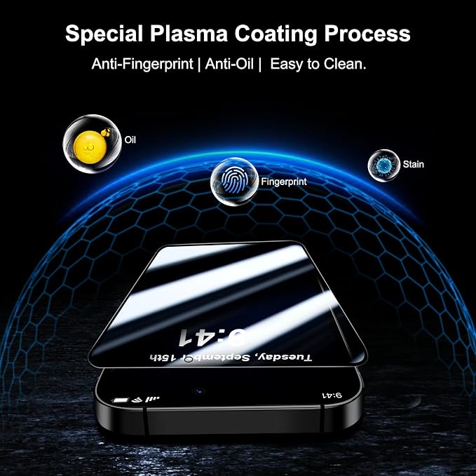 QHOHQ for iPhone 16 Pro Privacy Screen Protector + Camera Lens Protector - Image 6