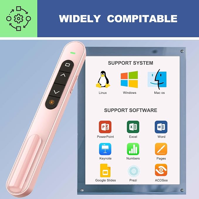 QUI Presentation Clicker with Volume Control, 2.4GHz USB Wireless Presenter - Image 6
