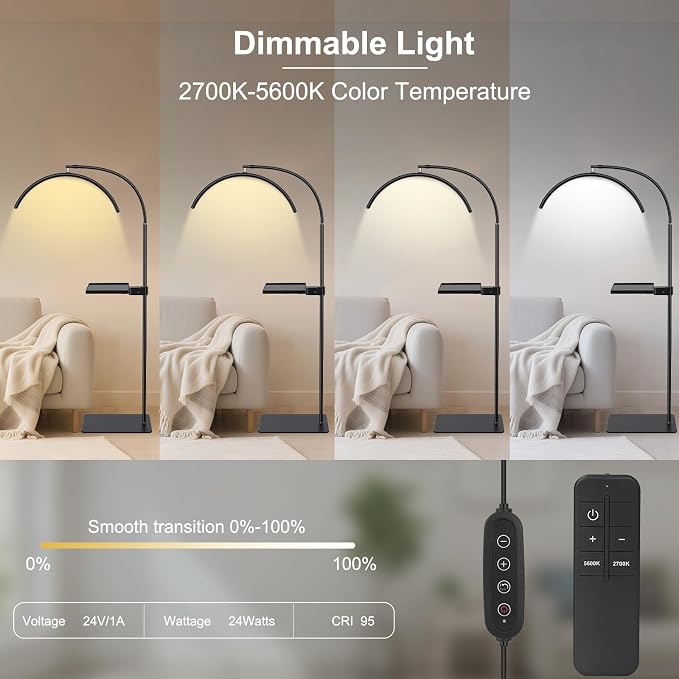 Half Moon LED Floor Light with Tool Tray - Image 4