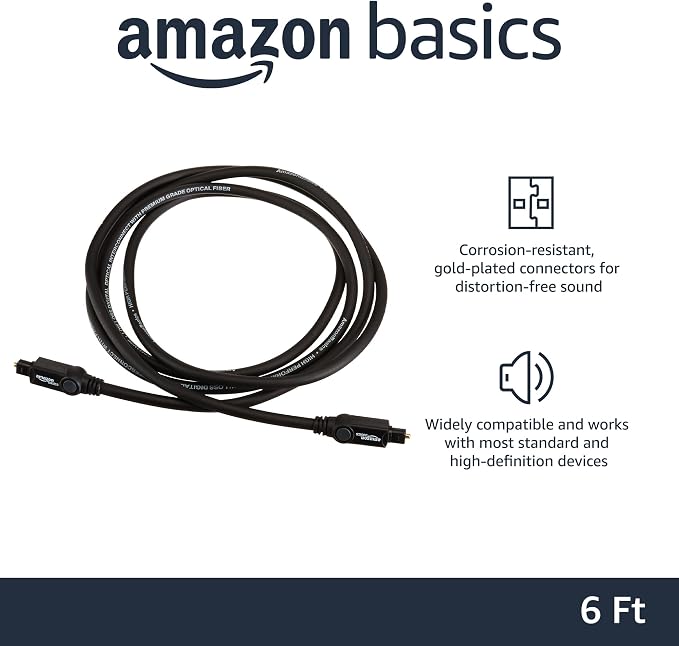 Amazon Basics Toslink Digital Optical Audio Fiber Optic Cable, - Image 2