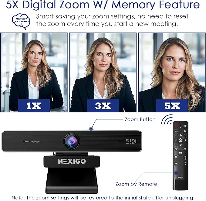 Zoom Certified, NexiGo N950P 4K Zoomable Webcam, RF Remote, Sony_Starvis Sensor - Image 6