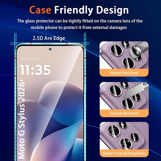 Designed for Motorola Moto G Stylus 5G 2026 Tempered Glass Screen Protector + - Image 6