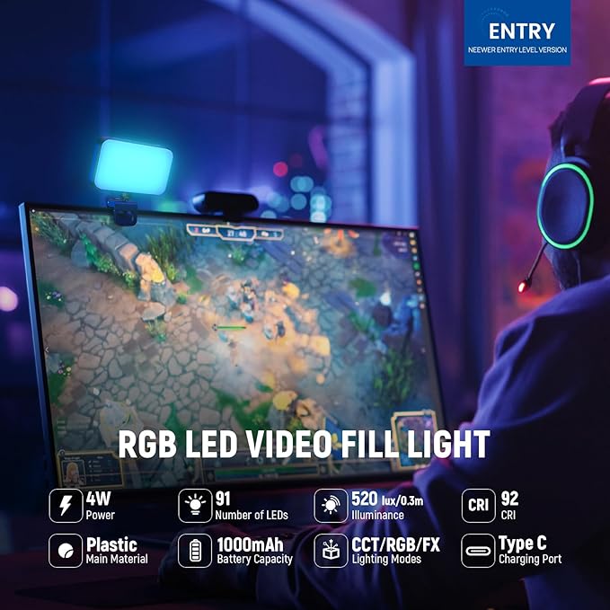 NEEWER Entry Level Version LED RGB Selfie Light, 91 LEDs Plastic Clip on Phone - Image 3