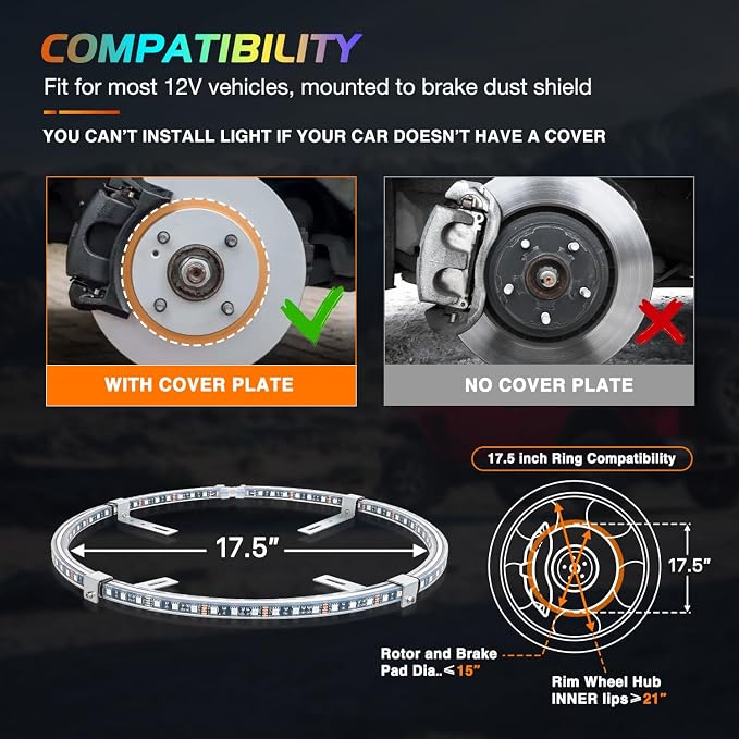 Nilight 4PCS 17.5inch Double Row Wheel Ring Lights Dream Color - Image 2